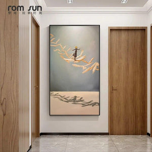 New Chinese Style Gold Boat Canvas Poster Natural Landscape Abstract Painting Print Wall Art Pictures For Living Room Home Decor