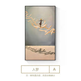 New Chinese Style Gold Boat Canvas Poster Natural Landscape Abstract Painting Print Wall Art Pictures For Living Room Home Decor