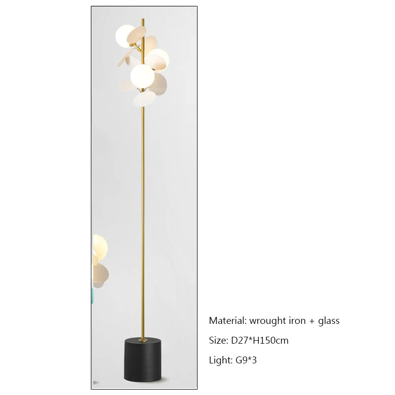 New Colourful Leaf Led Luxurious Minimal Floor Lamp for Living Room Home Decor Bedroom Bedside Lamp Indoor Standing Light