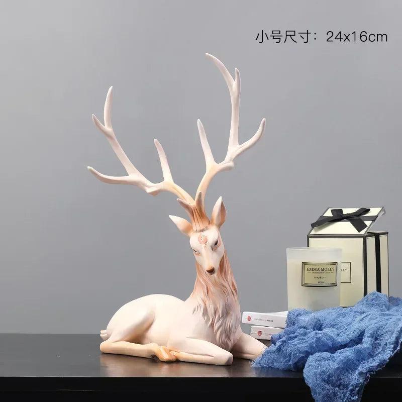 New High End Deer Statue Reindeer Figurines Resin Sculpture For Living Room Luxury Home Decoration Nordic Tabletop Ornaments