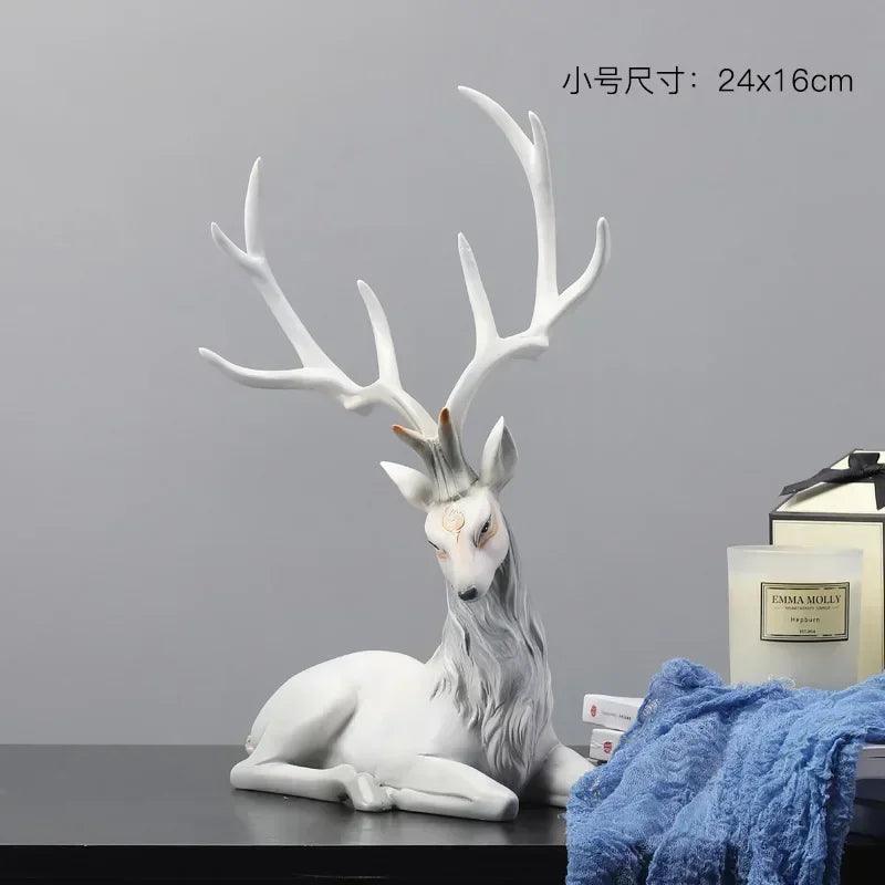 New High End Deer Statue Reindeer Figurines Resin Sculpture For Living Room Luxury Home Decoration Nordic Tabletop Ornaments