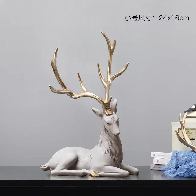 New High End Deer Statue Reindeer Figurines Resin Sculpture For Living Room Luxury Home Decoration Nordic Tabletop Ornaments