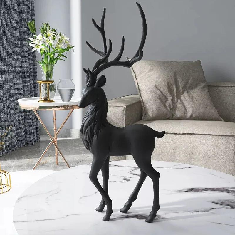 New High End Deer Statue Reindeer Figurines Resin Sculpture For Living Room Luxury Home Decoration Nordic Tabletop Ornaments