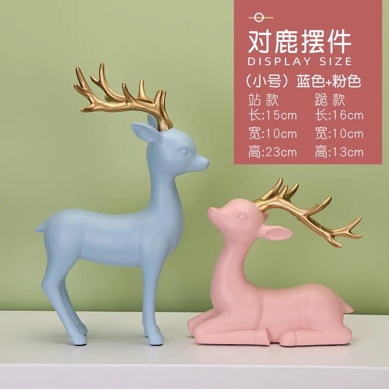 New High End Deer Statue Reindeer Figurines Resin Sculpture For Living Room Luxury Home Decoration Nordic Tabletop Ornaments