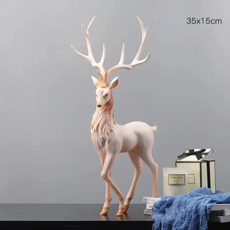 New High End Deer Statue Reindeer Figurines Resin Sculpture For Living Room Luxury Home Decoration Nordic Tabletop Ornaments