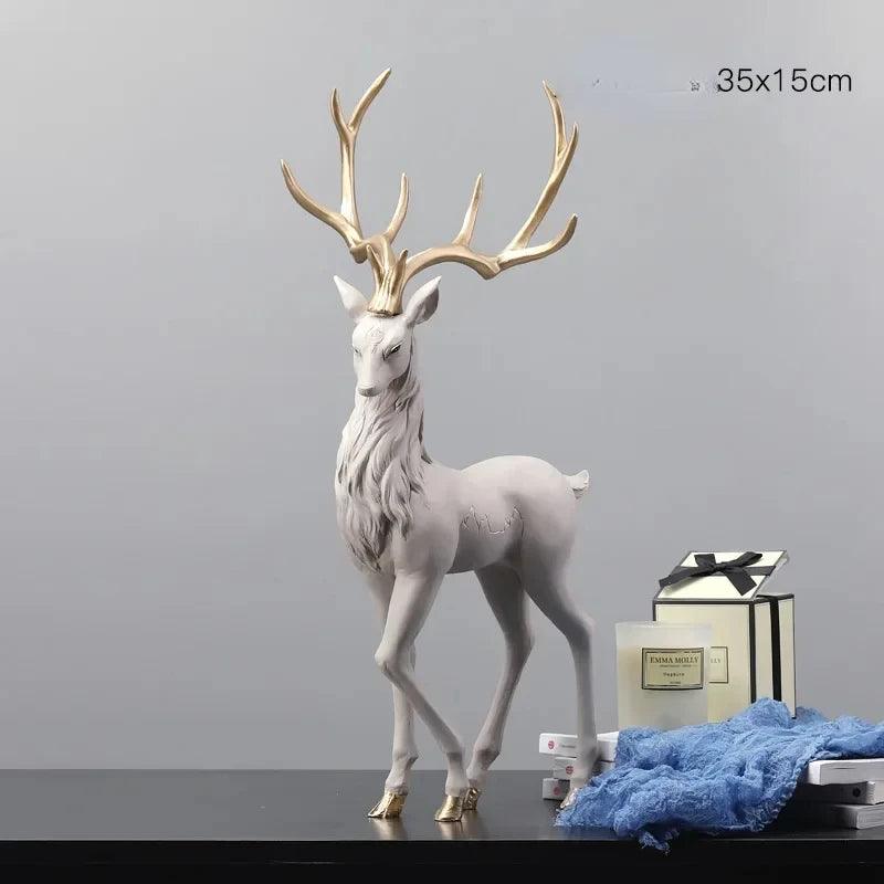 New High End Deer Statue Reindeer Figurines Resin Sculpture For Living Room Luxury Home Decoration Nordic Tabletop Ornaments