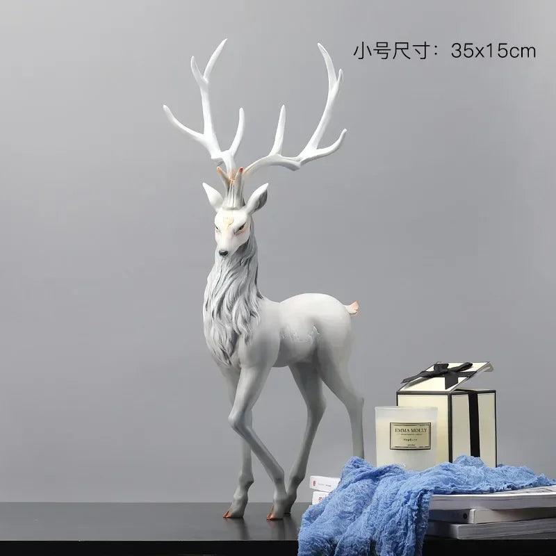 New High End Deer Statue Reindeer Figurines Resin Sculpture For Living Room Luxury Home Decoration Nordic Tabletop Ornaments