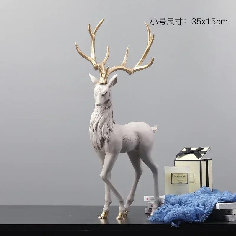 New High End Deer Statue Reindeer Figurines Resin Sculpture For Living Room Luxury Home Decoration Nordic Tabletop Ornaments