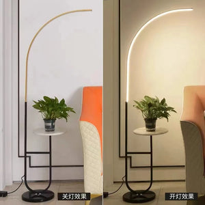 New Hot Sale Double Marble Tray Floor Lamp Curved Eye Protection Corner Standing Interior Decoration LED Lighting Reading