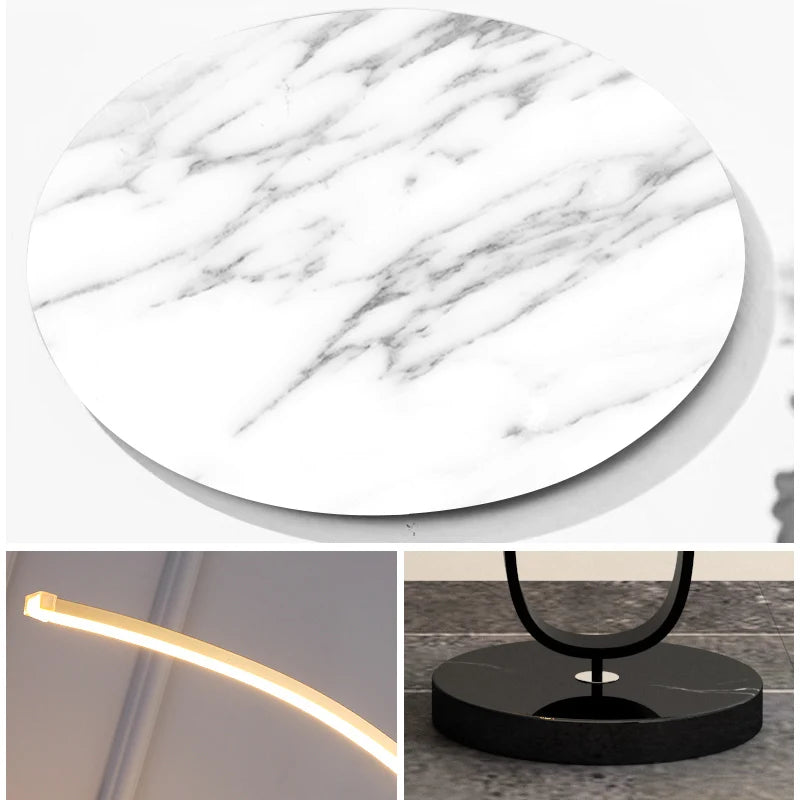 New Hot Sale Double Marble Tray Floor Lamp Curved Eye Protection Corner Standing Interior Decoration LED Lighting Reading