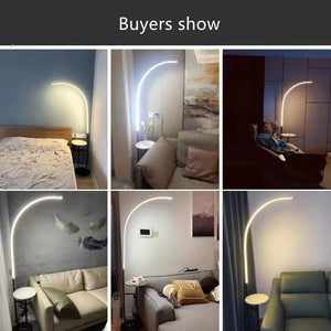 New Hot Sale Double Marble Tray Floor Lamp Curved Eye Protection Corner Standing Interior Decoration LED Lighting Reading