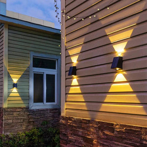 New LED Outdoor Solar Wall Light Garden Villa Courtyard Porch Landscape Decorative Lamp Up And Down Luminous Wall Washer Lights