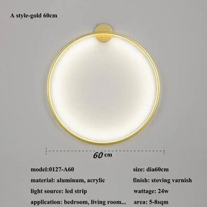 New Modern Led Black Gold Circle Wall Lamp Bedroom Decoration Led Wall Lamp Living Room Background Wall Light Wall Lamp