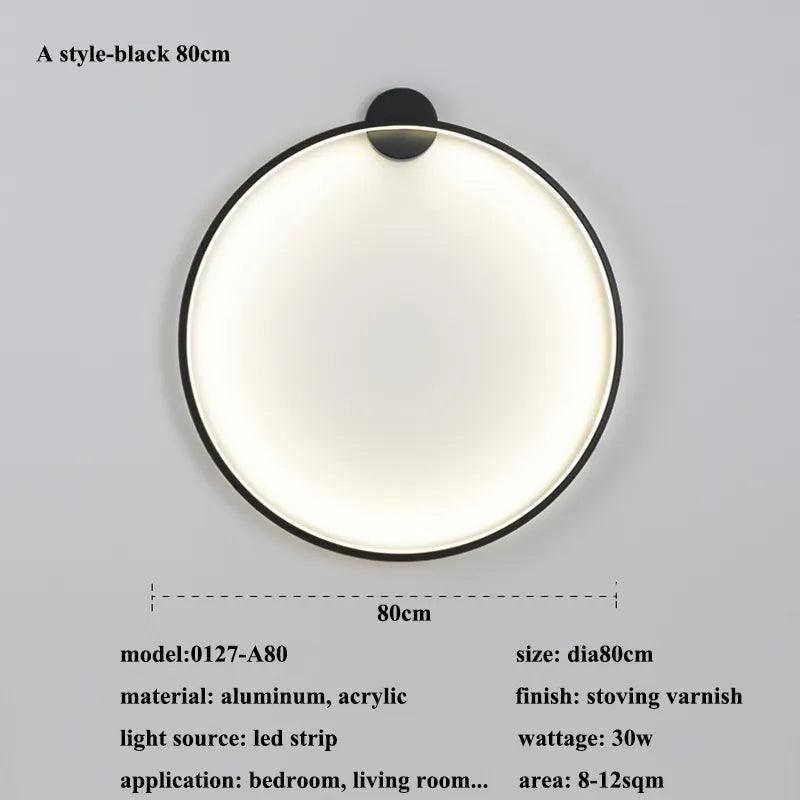 New Modern Led Black Gold Circle Wall Lamp Bedroom Decoration Led Wall Lamp Living Room Background Wall Light Wall Lamp