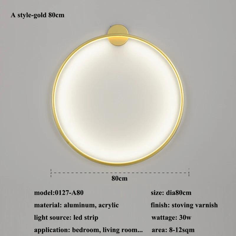 New Modern Led Black Gold Circle Wall Lamp Bedroom Decoration Led Wall Lamp Living Room Background Wall Light Wall Lamp