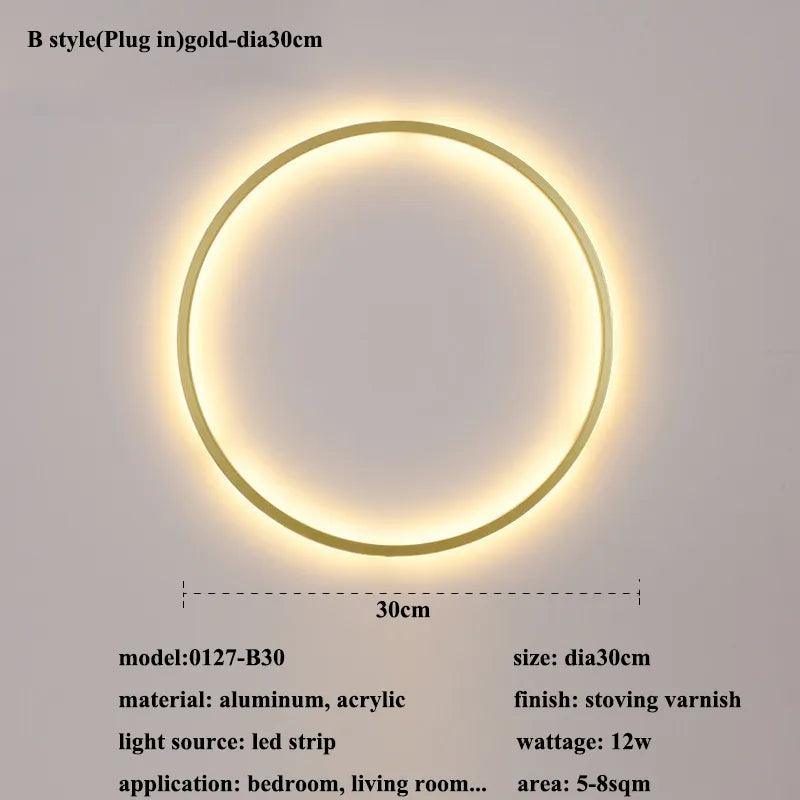 New Modern Led Black Gold Circle Wall Lamp Bedroom Decoration Led Wall Lamp Living Room Background Wall Light Wall Lamp