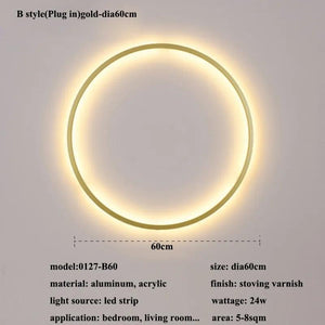 New Modern Led Black Gold Circle Wall Lamp Bedroom Decoration Led Wall Lamp Living Room Background Wall Light Wall Lamp