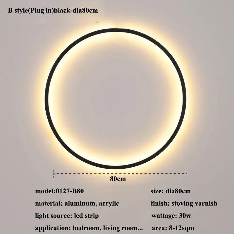 New Modern Led Black Gold Circle Wall Lamp Bedroom Decoration Led Wall Lamp Living Room Background Wall Light Wall Lamp