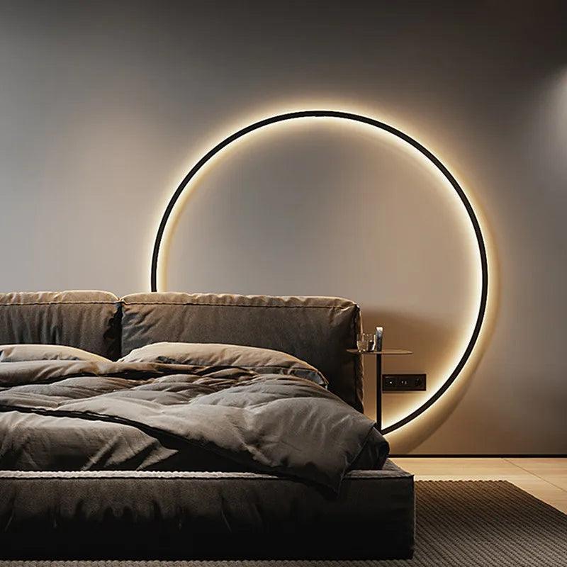 New Modern Led Black Gold Circle Wall Lamp Bedroom Decoration Led Wall Lamp Living Room Background Wall Light Wall Lamp