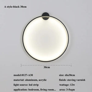 New Modern Led Black Gold Circle Wall Lamp Bedroom Decoration Led Wall Lamp Living Room Background Wall Light Wall Lamp