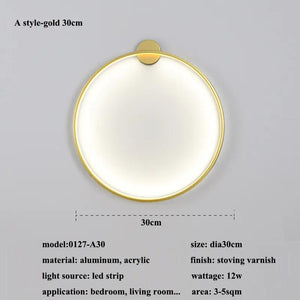 New Modern Led Black Gold Circle Wall Lamp Bedroom Decoration Led Wall Lamp Living Room Background Wall Light Wall Lamp