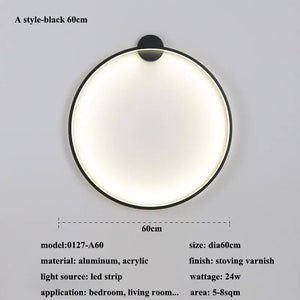 New Modern Led Black Gold Circle Wall Lamp Bedroom Decoration Led Wall Lamp Living Room Background Wall Light Wall Lamp