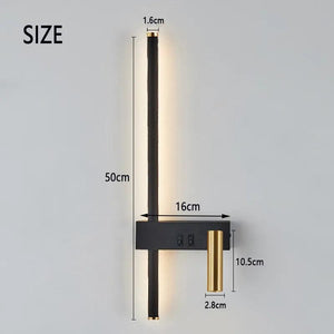 New Reading With Switch Minimalist Wall Lamps Bedroom Bedside Strip Lights Nordic 2023 Master Bedroom Line Background Wall Lamps