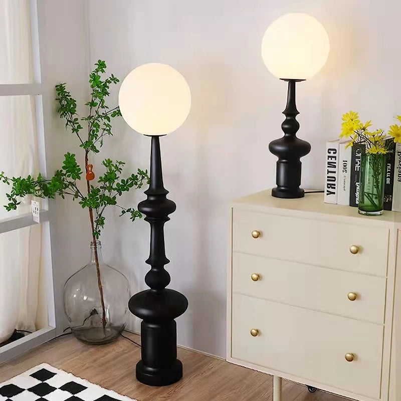 New Style Floor Lamp Roman Column Black Resin White Glass For Parlor Hotel Room Dining Room Shop Lighting Fixtures Plug Adapter