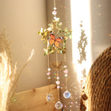 New Vine winding Butterfly Crystal Wind Chime Star Moon Hanging Rainbow Chaser Dream Catcher Home Garden Decor Windchimes