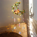 New Vine winding Butterfly Crystal Wind Chime Star Moon Hanging Rainbow Chaser Dream Catcher Home Garden Decor Windchimes