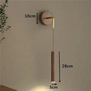 Nordic Burlywood painted Wall Lamp Living Room Background Wall Atmosphere Lamp Modern Simple Walnut Wooden Bedroom Bedside Lamp