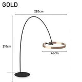 Nordic Circle Fishing Floor Lamp Modern LED Wrought Iron Art Luminaires for Living Room Bedroom Sofa Home Decor Standing Light