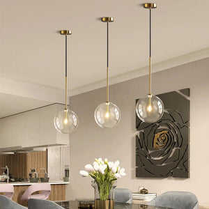 Nordic Clear Glass Pendant Lights Modern cafe bar Glass Ball Pendant Lamp Dining Room Kitchen fixtures Hanging Lamp Suspension