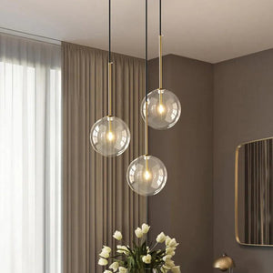 Nordic Clear Glass Pendant Lights Modern cafe bar Glass Ball Pendant Lamp Dining Room Kitchen fixtures Hanging Lamp Suspension