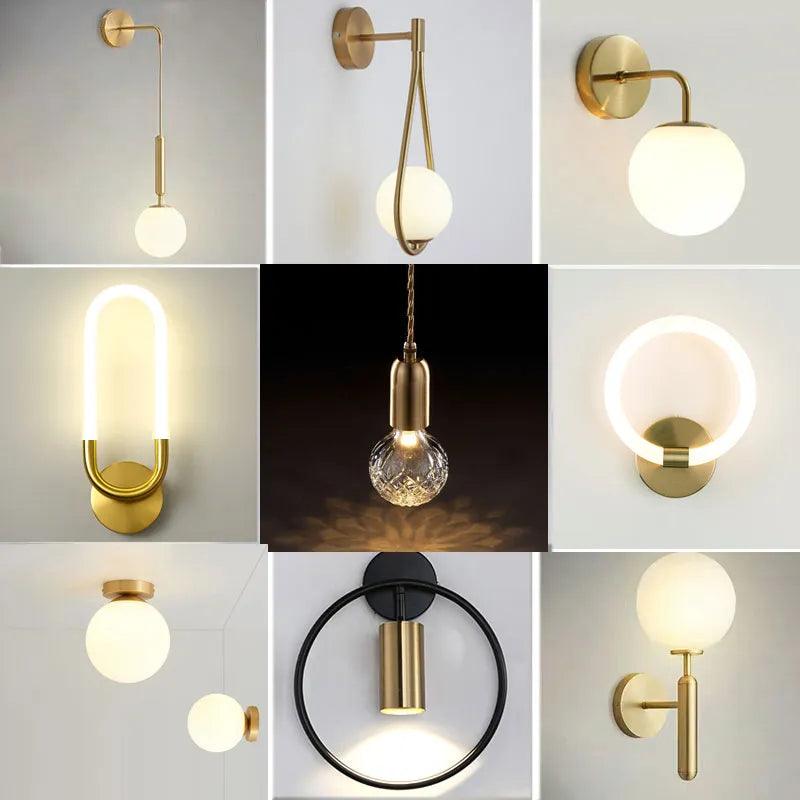 Nordic Creative LED Luxury Wall lamp Living room Metal Fashion Modern Minimalist Bedside Wall light Bedroom Fixtures Lighting