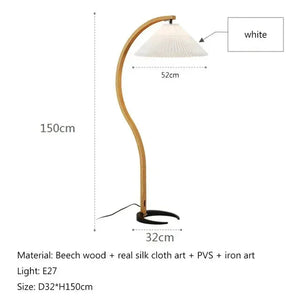 Nordic Creative Natural Wood Walnut Pleated LED Floor Lamp Living Room Bedroom Study Reading Light Indoor Decor Lighting Fixture