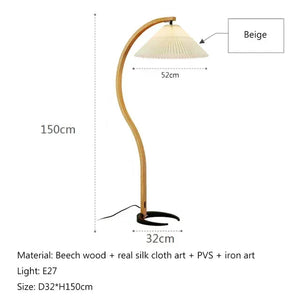 Nordic Creative Natural Wood Walnut Pleated LED Floor Lamp Living Room Bedroom Study Reading Light Indoor Decor Lighting Fixture