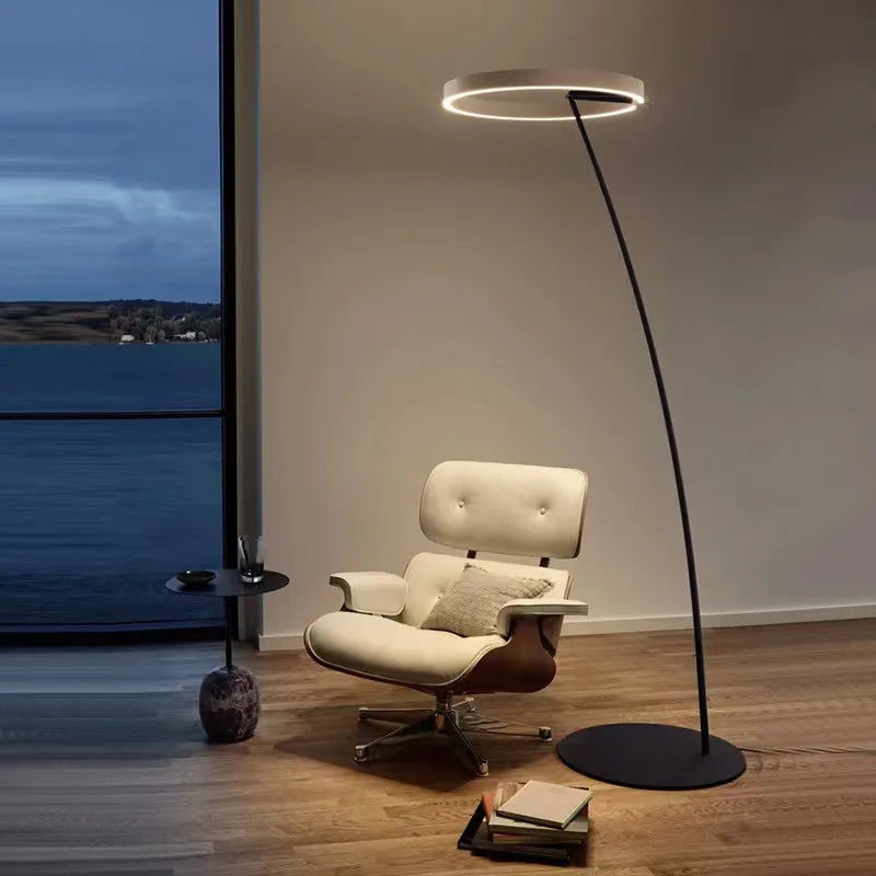 Nordic Designer Led Floor Lamp Simple Living Room High-end Art Curved Room Decoration Stand In Light Fishing Floor Lamp