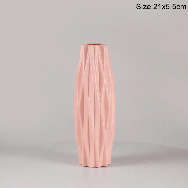 Nordic Flower Vase Imitation Ceramic Plastic Flower Vase Pot Home Living Room Desktop Decoration Wedding Centerpiece Arrangement