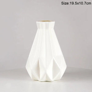 Nordic Flower Vase Imitation Ceramic Plastic Flower Vase Pot Home Living Room Desktop Decoration Wedding Centerpiece Arrangement