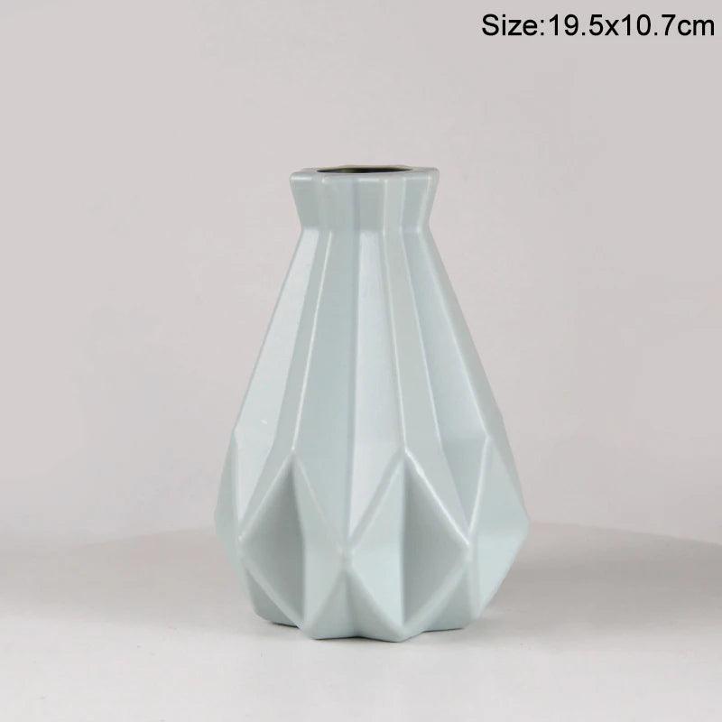 Nordic Flower Vase Imitation Ceramic Plastic Flower Vase Pot Home Living Room Desktop Decoration Wedding Centerpiece Arrangement