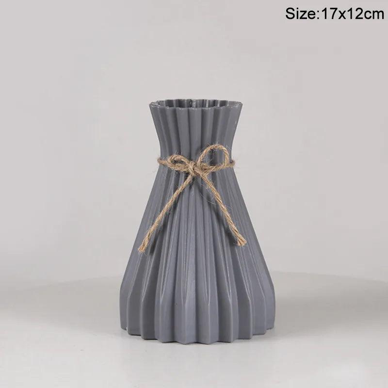 Nordic Flower Vase Imitation Ceramic Plastic Flower Vase Pot Home Living Room Desktop Decoration Wedding Centerpiece Arrangement