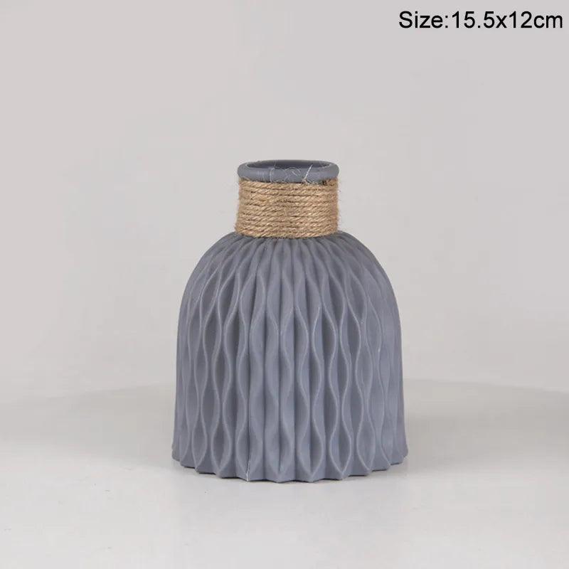 Nordic Flower Vase Imitation Ceramic Plastic Flower Vase Pot Home Living Room Desktop Decoration Wedding Centerpiece Arrangement