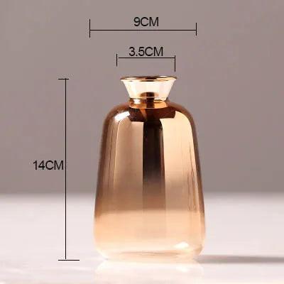 Nordic Gilded Glass Vase Home Decoration Crafts Gold Bottle Transparent Flower Plant Vases Decoration Home Vases for Decoration