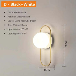 Nordic Glass Ball LED Simple White Simple Wall Lamp For Living Room Bedroom Interior Wall Lighting Fixture Wall Decorations