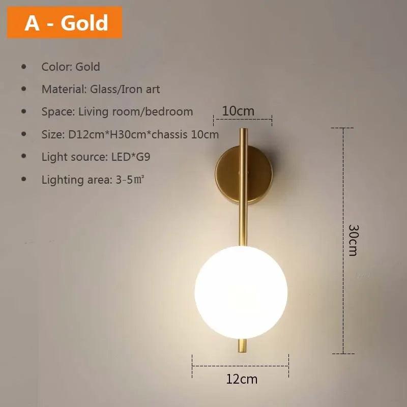 Nordic Glass Ball LED Simple White Simple Wall Lamp For Living Room Bedroom Interior Wall Lighting Fixture Wall Decorations