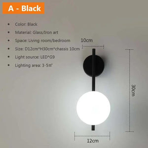 Nordic Glass Ball LED Simple White Simple Wall Lamp For Living Room Bedroom Interior Wall Lighting Fixture Wall Decorations