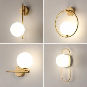 Nordic Glass Ball LED Simple White Simple Wall Lamp For Living Room Bedroom Interior Wall Lighting Fixture Wall Decorations