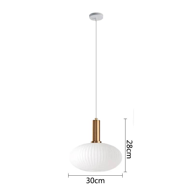 Nordic Glass Pendant Lights LED Retro Dining Room Bedroom Single Hanging Lamps Minimalist Minimalist Milk White E27 Lampshade