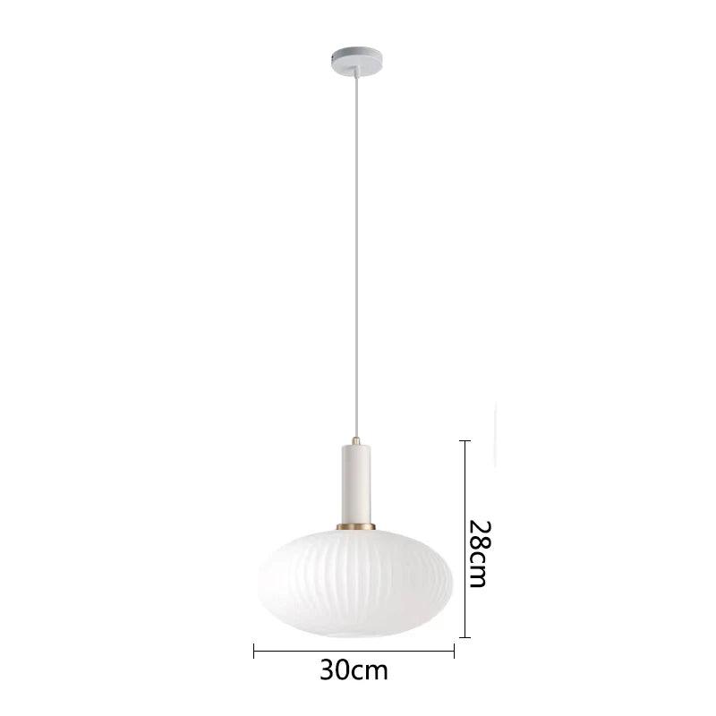 Nordic Glass Pendant Lights LED Retro Dining Room Bedroom Single Hanging Lamps Minimalist Minimalist Milk White E27 Lampshade